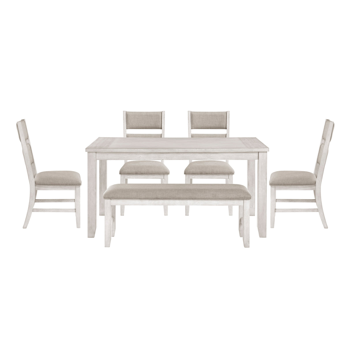 Savile Antique White/Light Gray 6-Piece 60" Dining Room Set with Bench from Homelegance - Luna Furniture