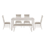 Savile Antique White/Light Gray 6-Piece 60" Dining Room Set with Bench from Homelegance - Luna Furniture