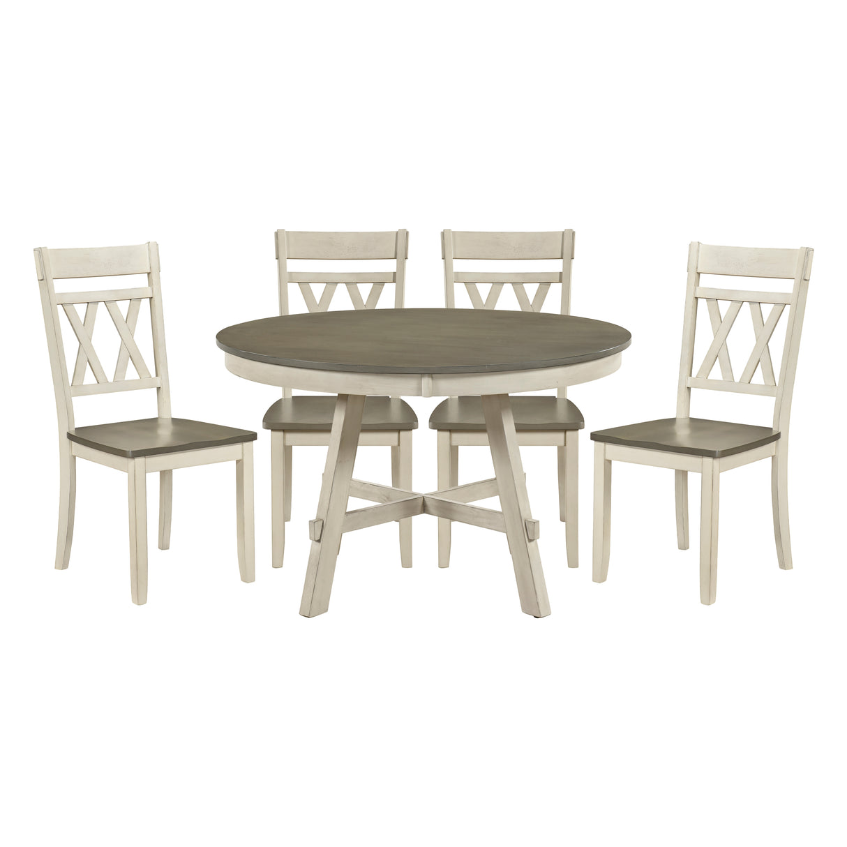 Ogden Graywash/Antique White/Teal 5-Piece 48" Round Dining Room Set from Homelegance - Luna Furniture
