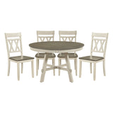 Ogden Graywash/Antique White/Teal 5-Piece 48" Round Dining Room Set from Homelegance - Luna Furniture