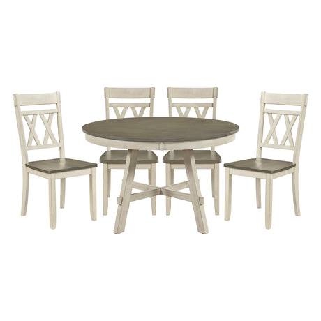 Ogden Graywash/Antique White/Teal 5-Piece 48" Round Dining Room Set from Homelegance - Luna Furniture