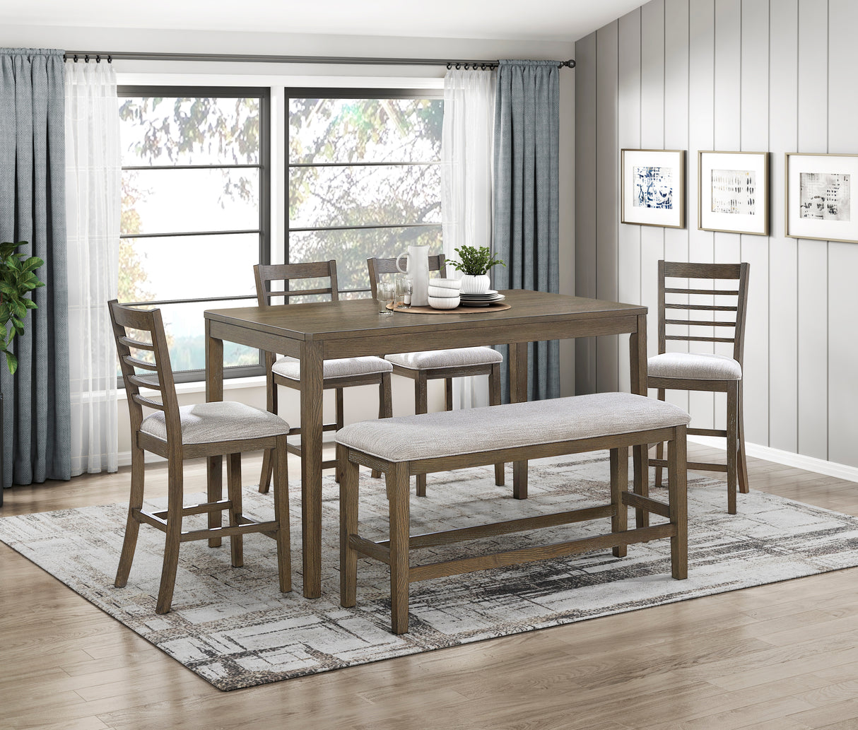 Emilia Light Brown 6-Piece Dining Set from Homelegance - Luna Furniture
