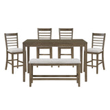 Emilia Light Brown 6-Piece Dining Set from Homelegance - Luna Furniture