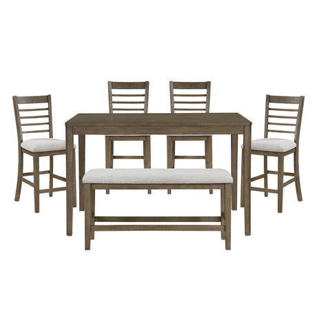 Emilia Light Brown 6-Piece Dining Set from Homelegance - Luna Furniture