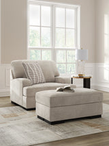 High Profile Chair and Ottoman in Taupe from Ashley Furniture - Luna Furniture