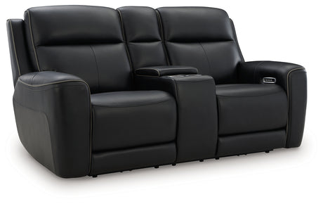 5Z-Relaxation Onyx Power Reclining Loveseat with Console from Ashley - Luna Furniture