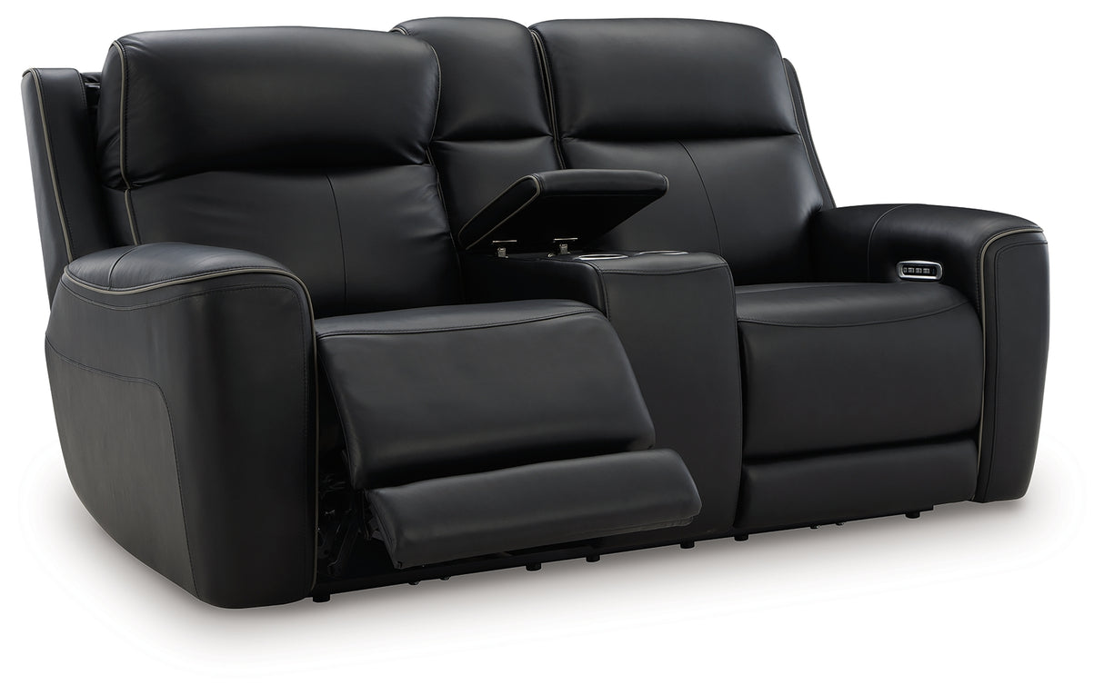 5Z-Relaxation Onyx Power Reclining Loveseat with Console from Ashley - Luna Furniture