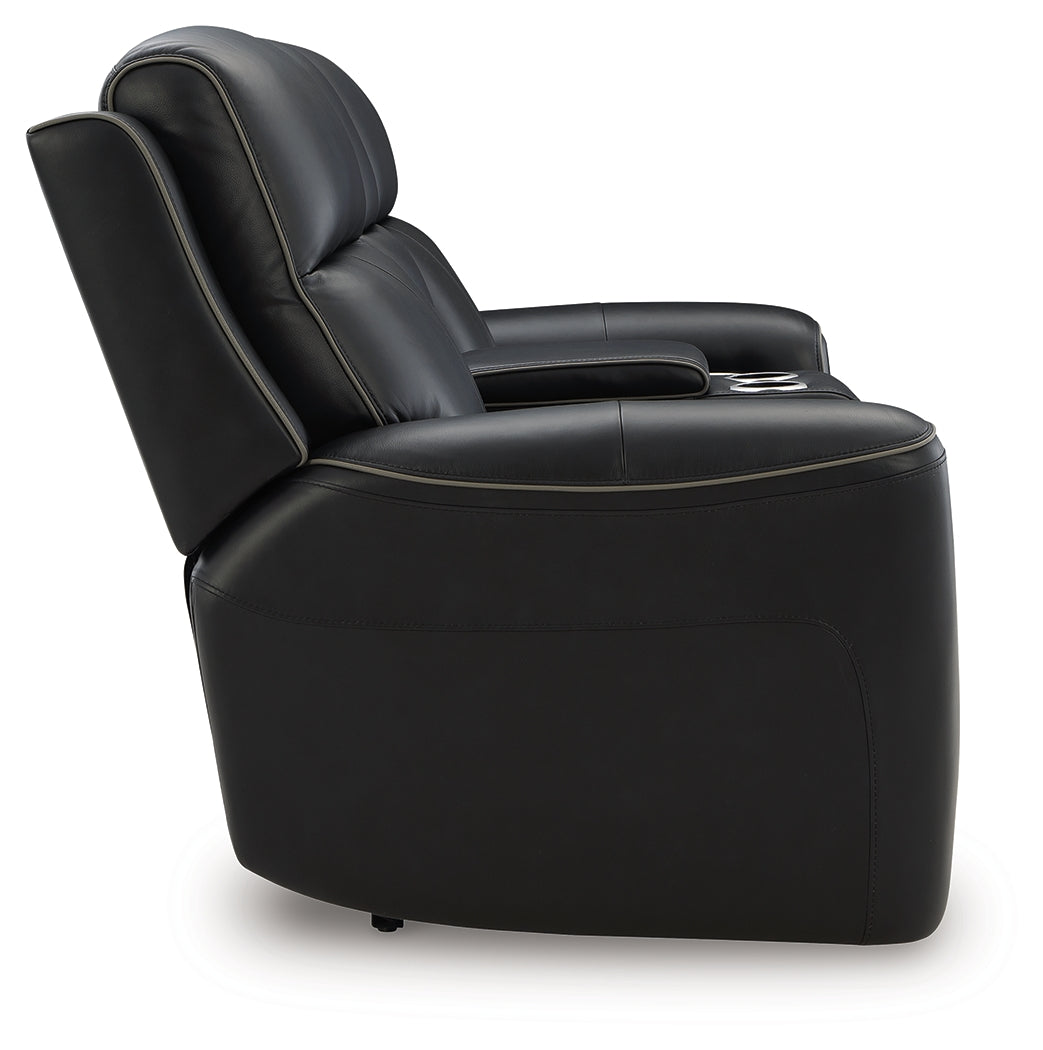 5Z-Relaxation Onyx Power Reclining Loveseat with Console from Ashley - Luna Furniture