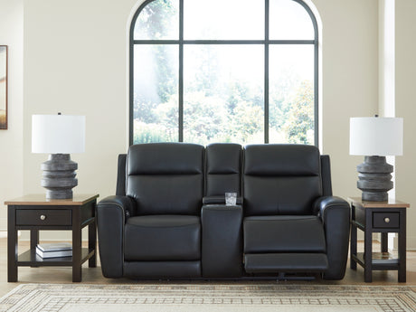 5Z-Relaxation Onyx Power Reclining Loveseat with Console from Ashley - Luna Furniture