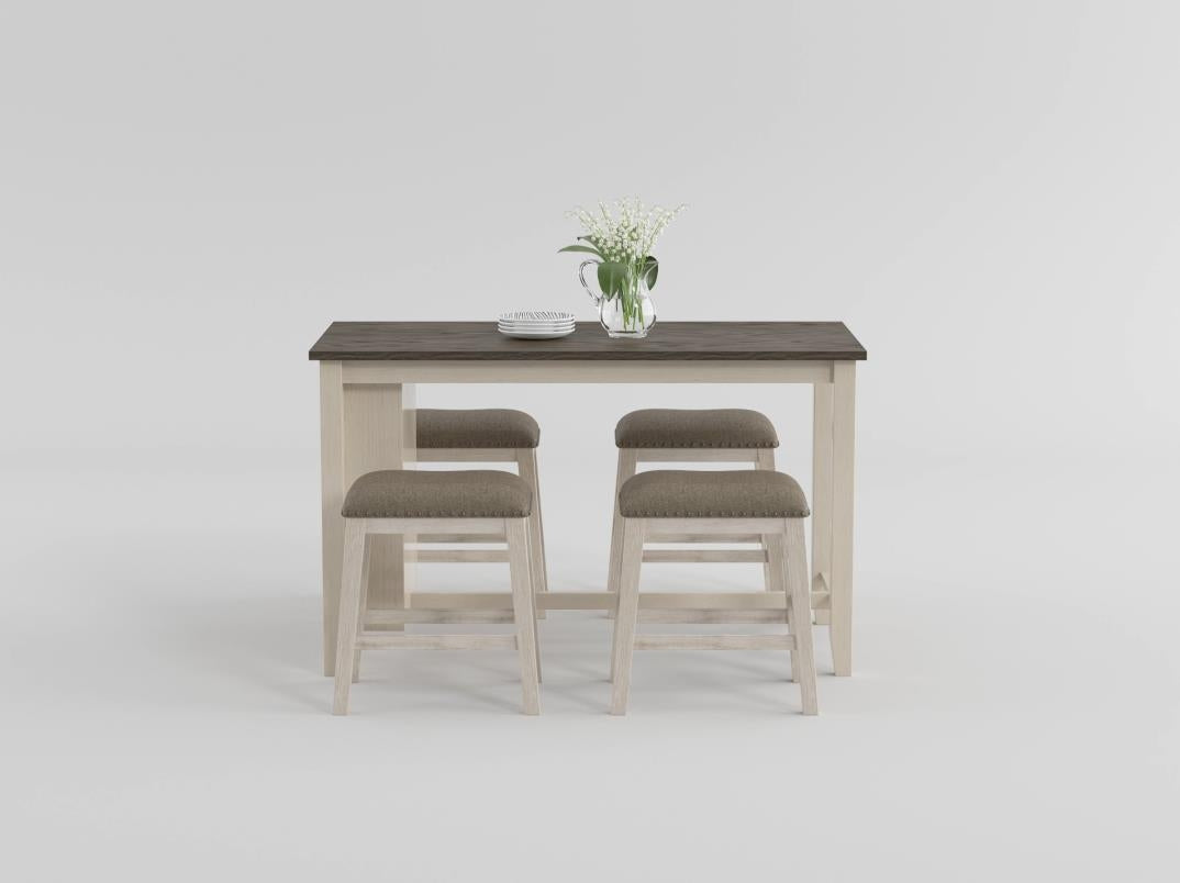 Amsonia Gray/White 7-Piece Counter Height Set with Slat Back Swivel Chairs from Homelegance - Luna Furniture