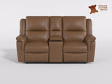 Haven Brown Power Double Reclining Loveseat with Center Console, Hidden Arms Cup Holders, Charging Ports and Wireless Charger from Homelegance - Luna Furniture