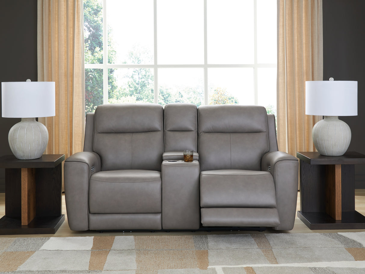5Z-Comfort Coin Power Reclining Loveseat with Console from Ashley - Luna Furniture