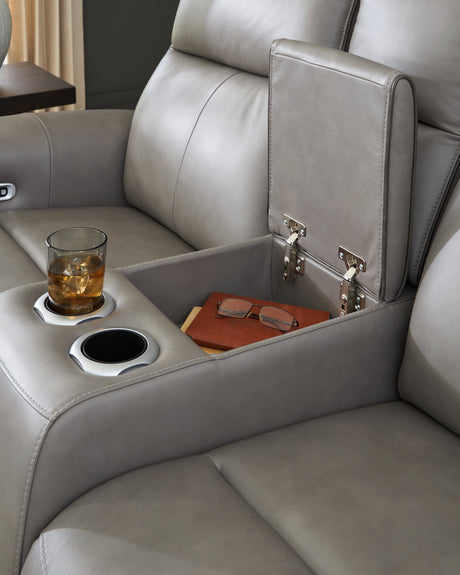 5Z-Comfort Coin Power Reclining Loveseat with Console from Ashley - Luna Furniture