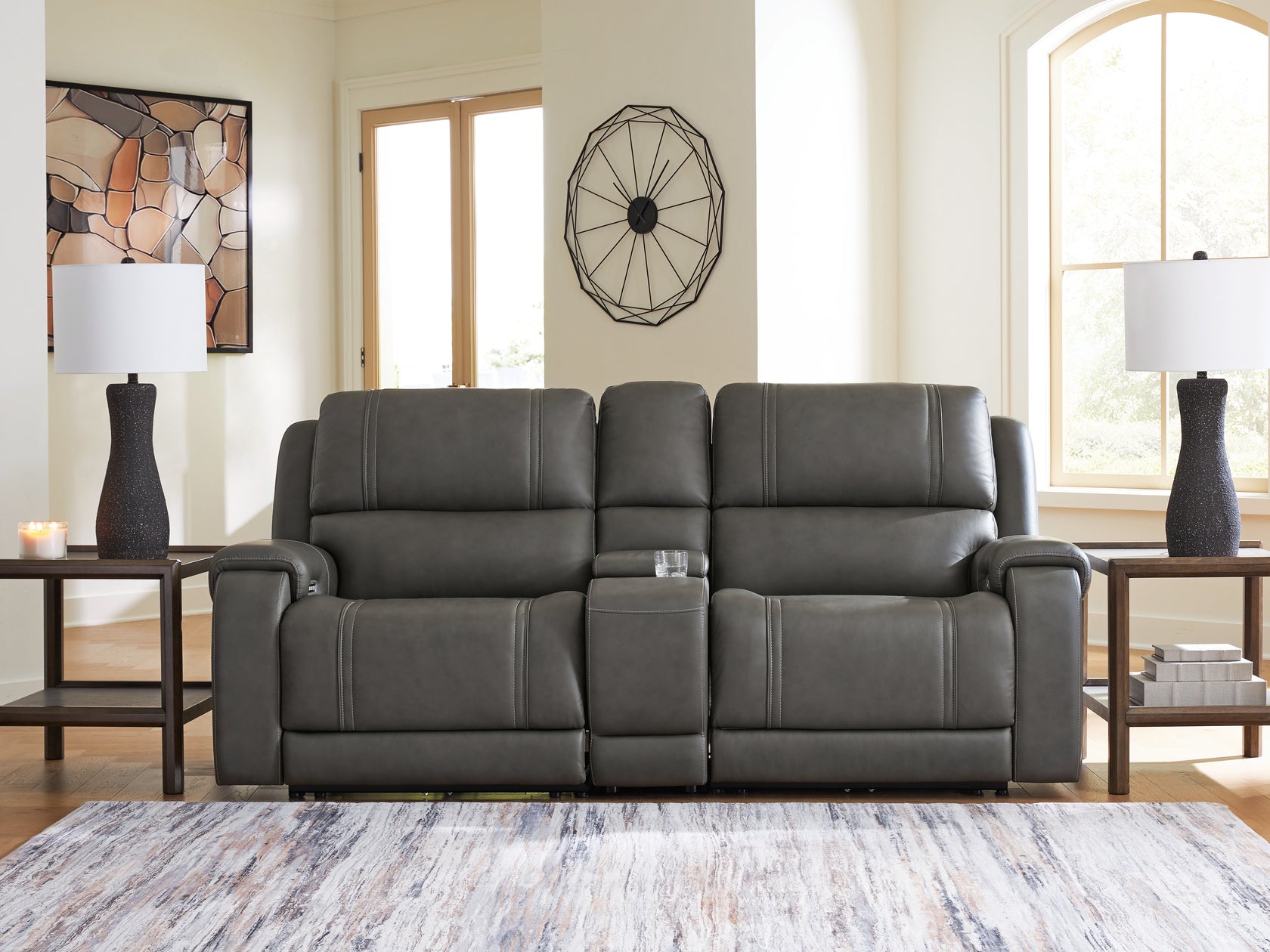 5Z - Pittson Anchor 3-Piece Power Reclining Sectional Loveseat with Console from Ashley - Luna Furniture