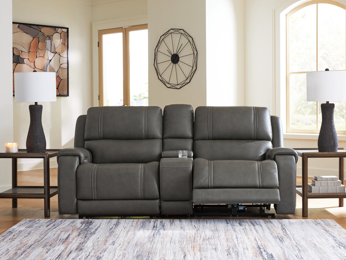 5Z - Pittson Anchor 3-Piece Power Reclining Sectional Loveseat with Console from Ashley - Luna Furniture
