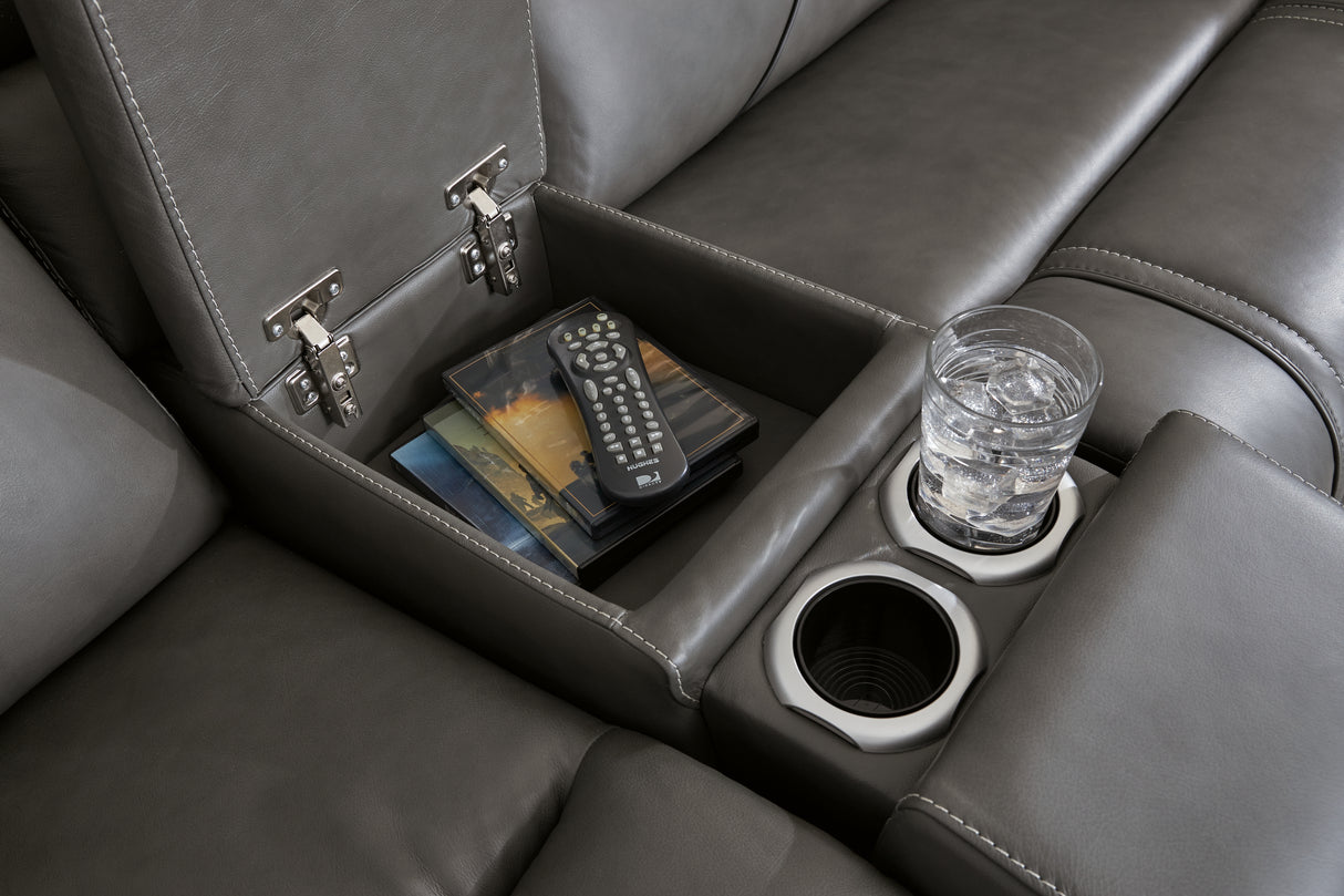 5Z - Pittson Anchor 3-Piece Power Reclining Sectional Loveseat with Console from Ashley - Luna Furniture