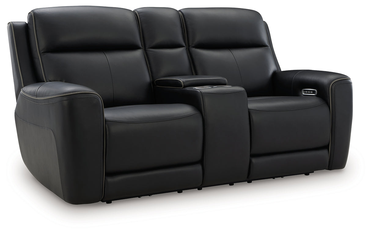 5Z-Relaxation Onyx Power Reclining Loveseat with Console from Ashley - Luna Furniture