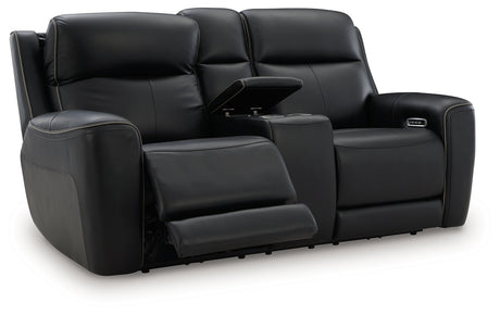 5Z-Relaxation Onyx Power Reclining Loveseat with Console from Ashley - Luna Furniture
