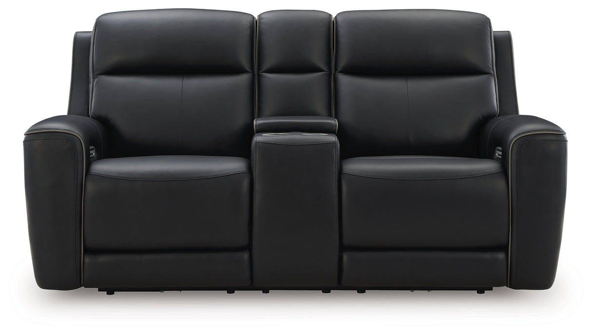5Z-Relaxation Onyx Power Reclining Loveseat with Console from Ashley - Luna Furniture