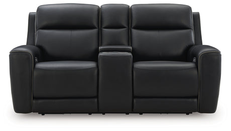 5Z-Relaxation Onyx Power Reclining Loveseat with Console from Ashley - Luna Furniture