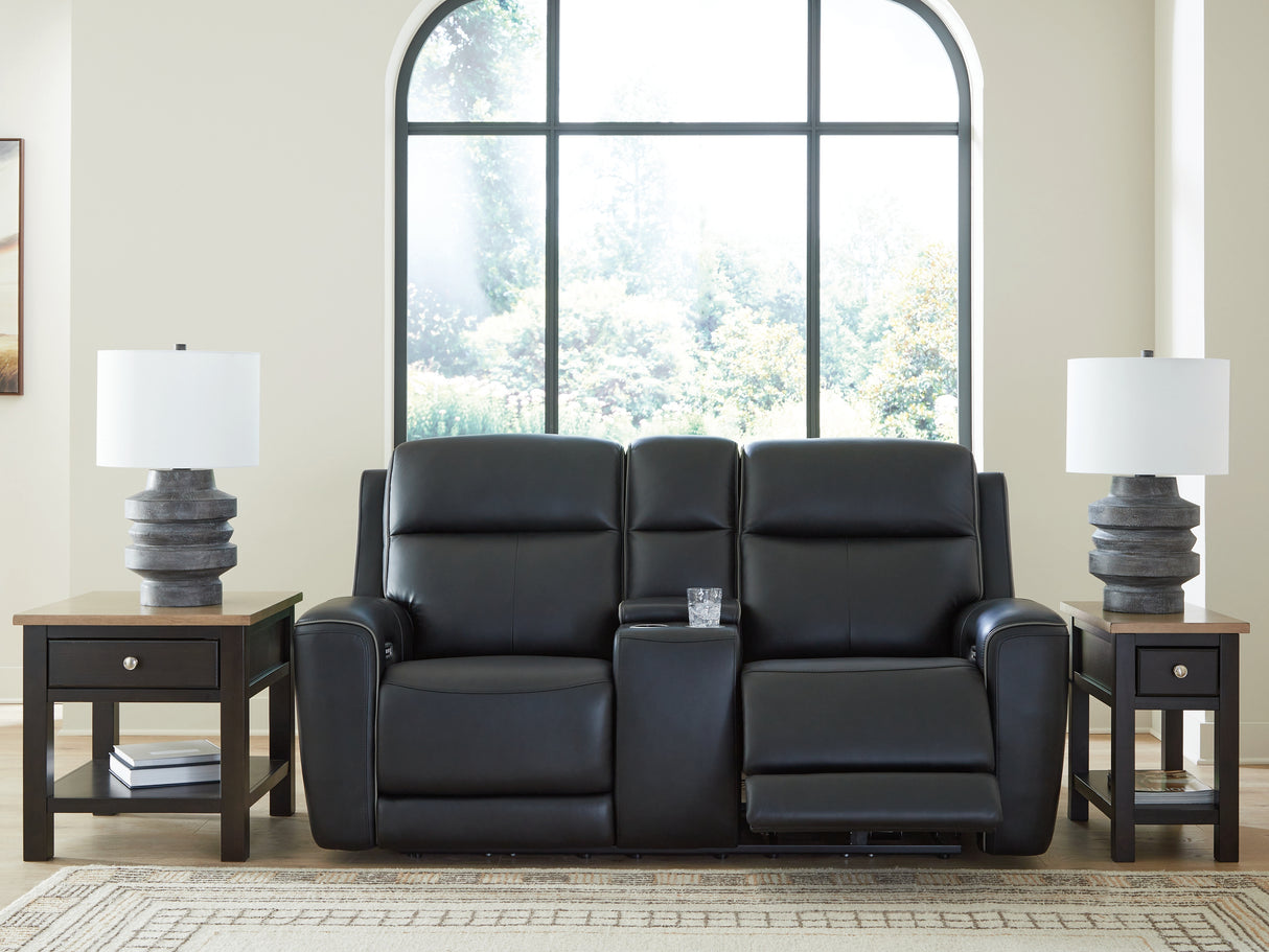 5Z-Relaxation Onyx Power Reclining Loveseat with Console from Ashley - Luna Furniture