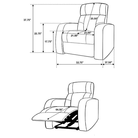 Cyrus Black Upholstered Recliner Living Room Set from Coaster - Luna Furniture