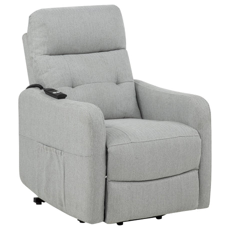 Dayes Light Gray Upholstered Power Lift Recliner Chair from Coaster - Luna Furniture