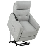 Dayes Light Gray Upholstered Power Lift Recliner Chair from Coaster - Luna Furniture