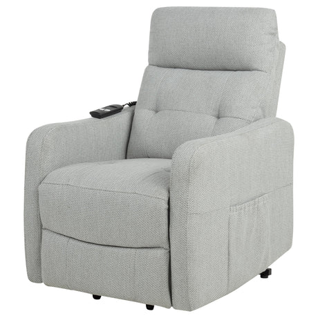 Dayes Light Gray Upholstered Power Lift Recliner Chair from Coaster - Luna Furniture