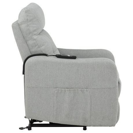 Dayes Light Gray Upholstered Power Lift Recliner Chair from Coaster - Luna Furniture