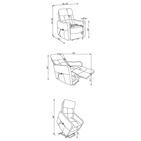 Dayes Light Gray Upholstered Power Lift Recliner Chair from Coaster - Luna Furniture
