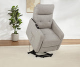 Dayes Taupe Upholstered Power Lift Recliner Chair from Coaster - Luna Furniture