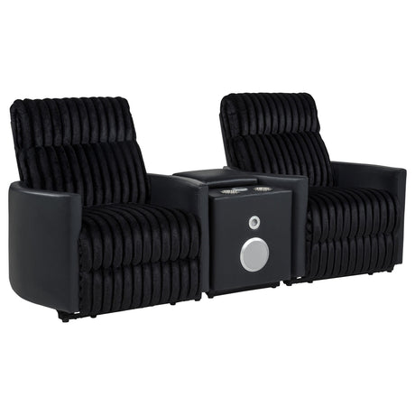 Madden Black 3-Piece Corduroy Upholstered Manual Theater Seating from Coaster - Luna Furniture