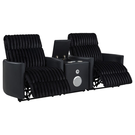 Madden Black 3-Piece Corduroy Upholstered Manual Theater Seating from Coaster - Luna Furniture
