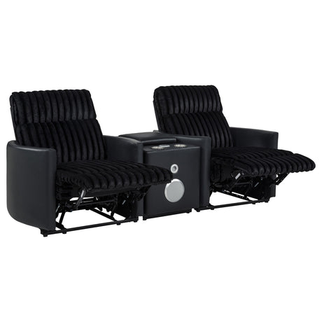 Madden Black 3-Piece Corduroy Upholstered Manual Theater Seating from Coaster - Luna Furniture