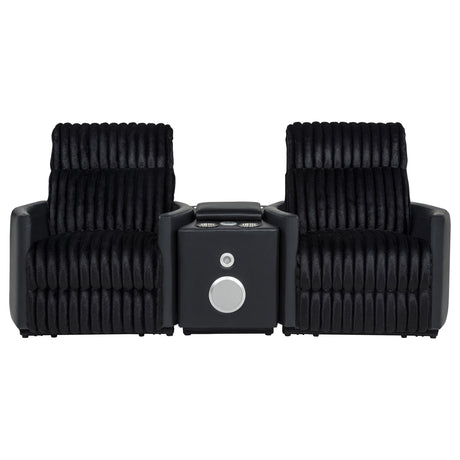 Madden Black 3-Piece Corduroy Upholstered Manual Theater Seating from Coaster - Luna Furniture