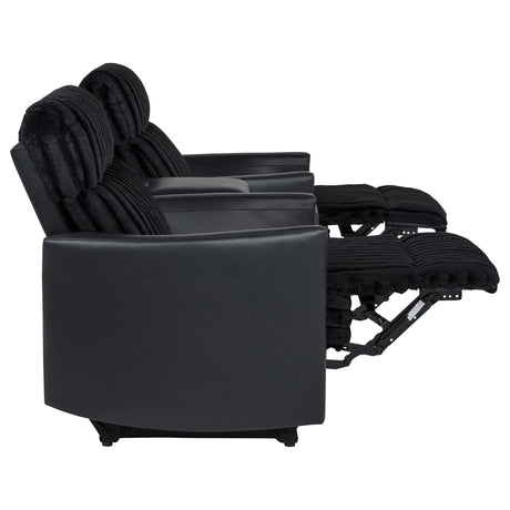 Madden Black 3-Piece Corduroy Upholstered Manual Theater Seating from Coaster - Luna Furniture