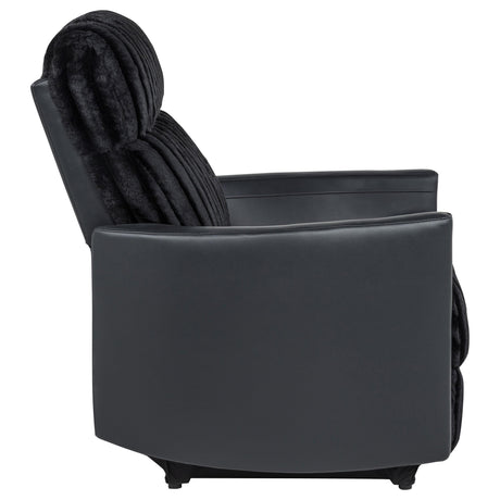 Madden Black Corduroy Pillow Arm Manual Recliner from Coaster - Luna Furniture