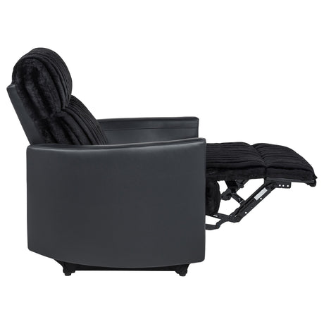 Madden Black Corduroy Pillow Arm Manual Recliner from Coaster - Luna Furniture