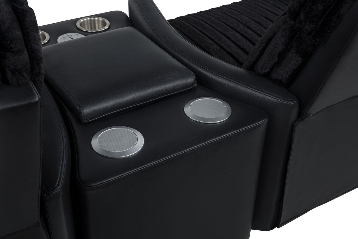 Madden Black Leatherette Bluetooth Audio Console with Power Outlet from Coaster - Luna Furniture
