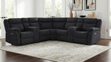 Hagen Steel Gray Upholstered Power Reclining Sectional Sofa from Coaster - Luna Furniture