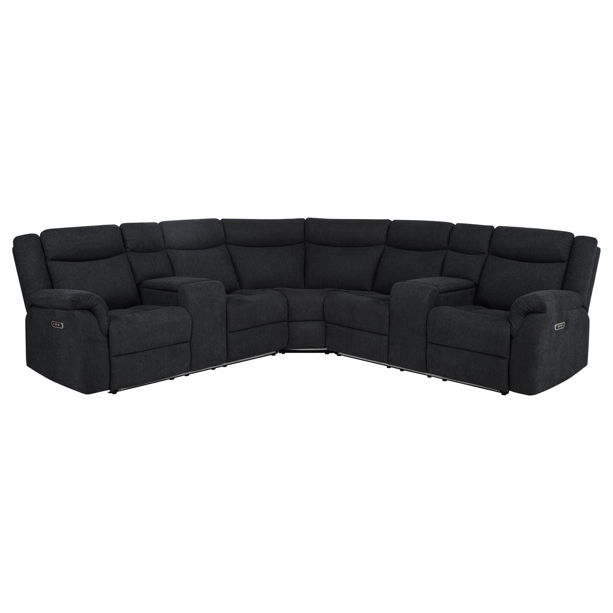 Hagen Steel Gray Upholstered Power Reclining Sectional Sofa from Coaster - Luna Furniture