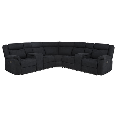 Hagen Steel Gray Upholstered Power Reclining Sectional Sofa from Coaster - Luna Furniture