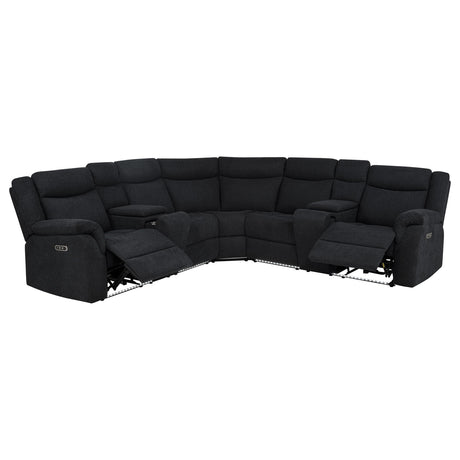 Hagen Steel Gray Upholstered Power Reclining Sectional Sofa from Coaster - Luna Furniture