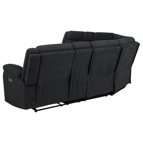 Hagen Steel Gray Upholstered Power Reclining Sectional Sofa from Coaster - Luna Furniture