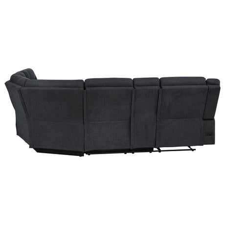 Hagen Steel Gray Upholstered Power Reclining Sectional Sofa from Coaster - Luna Furniture