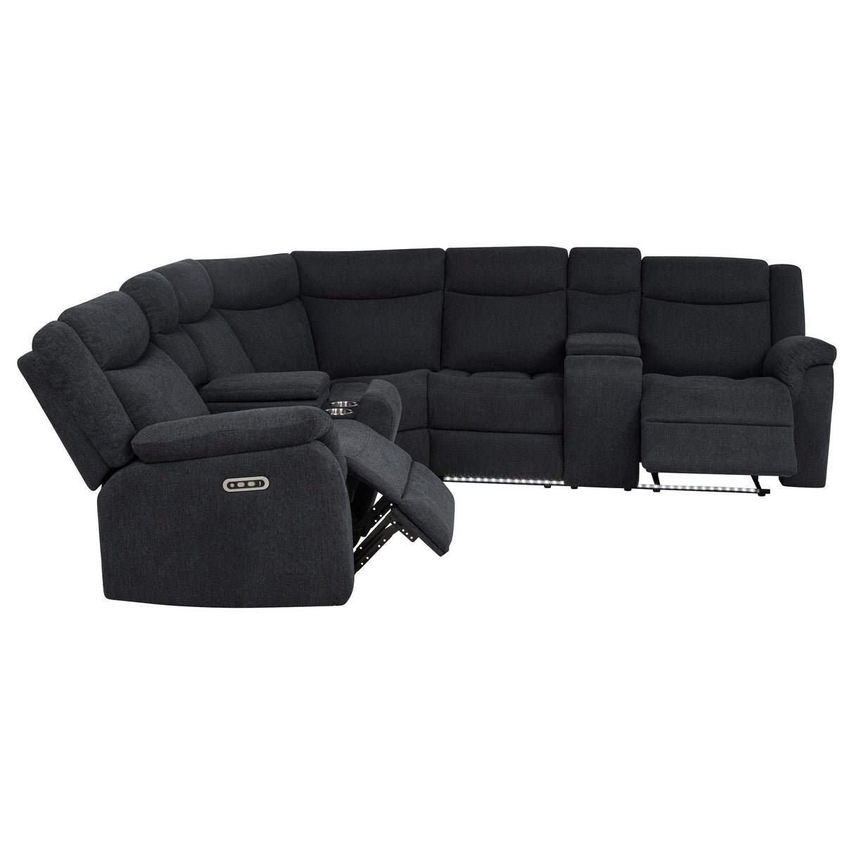 Hagen Steel Gray Upholstered Power Reclining Sectional Sofa from Coaster - Luna Furniture