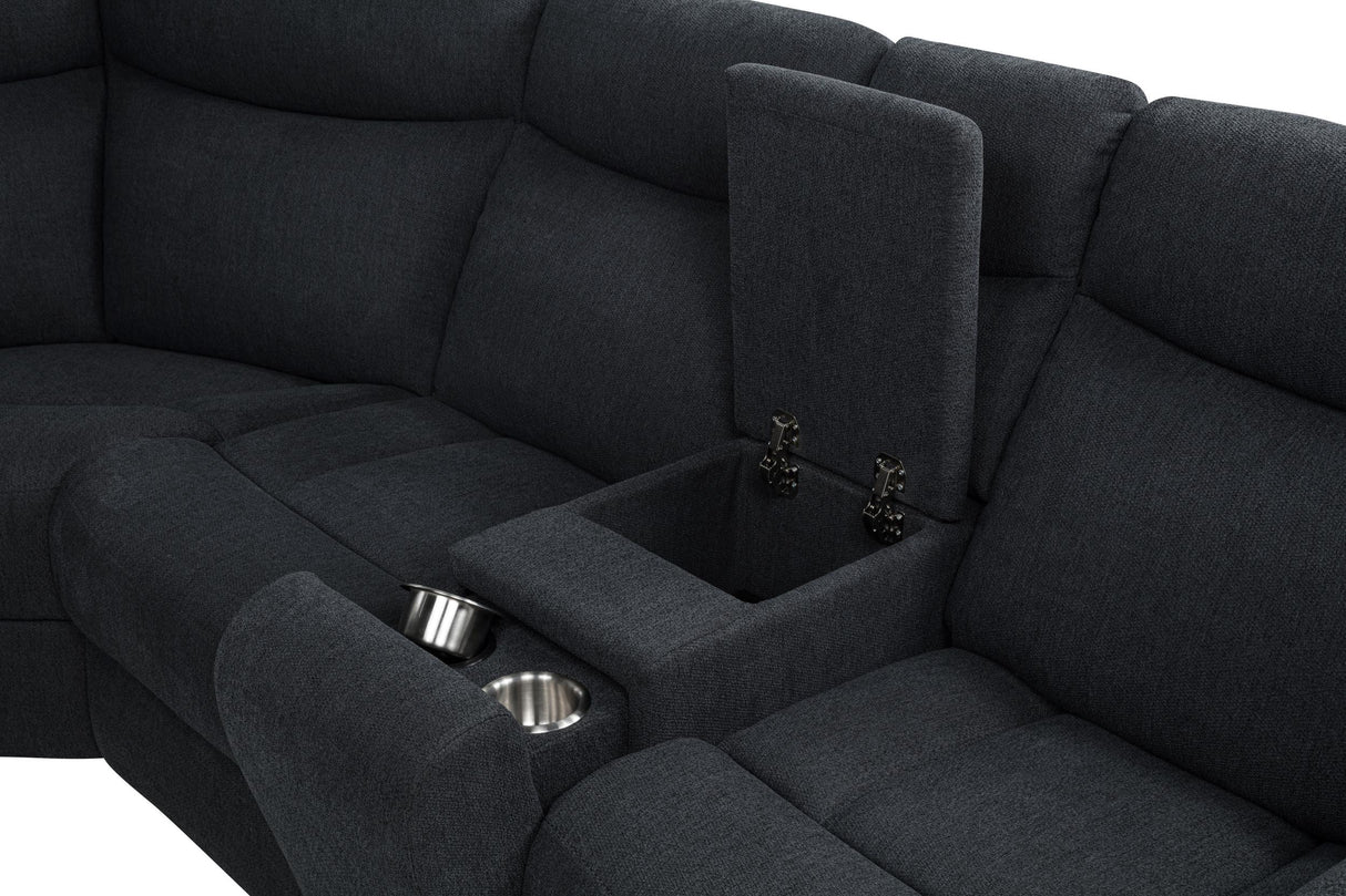 Hagen Steel Gray Upholstered Power Reclining Sectional Sofa from Coaster - Luna Furniture