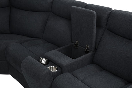 Hagen Steel Gray Upholstered Power Reclining Sectional Sofa from Coaster - Luna Furniture