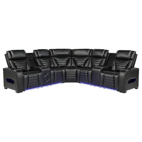 Zuma Black 3-Piece Dual Power Faux Leather Reclining Sectional Sofa from Coaster - Luna Furniture